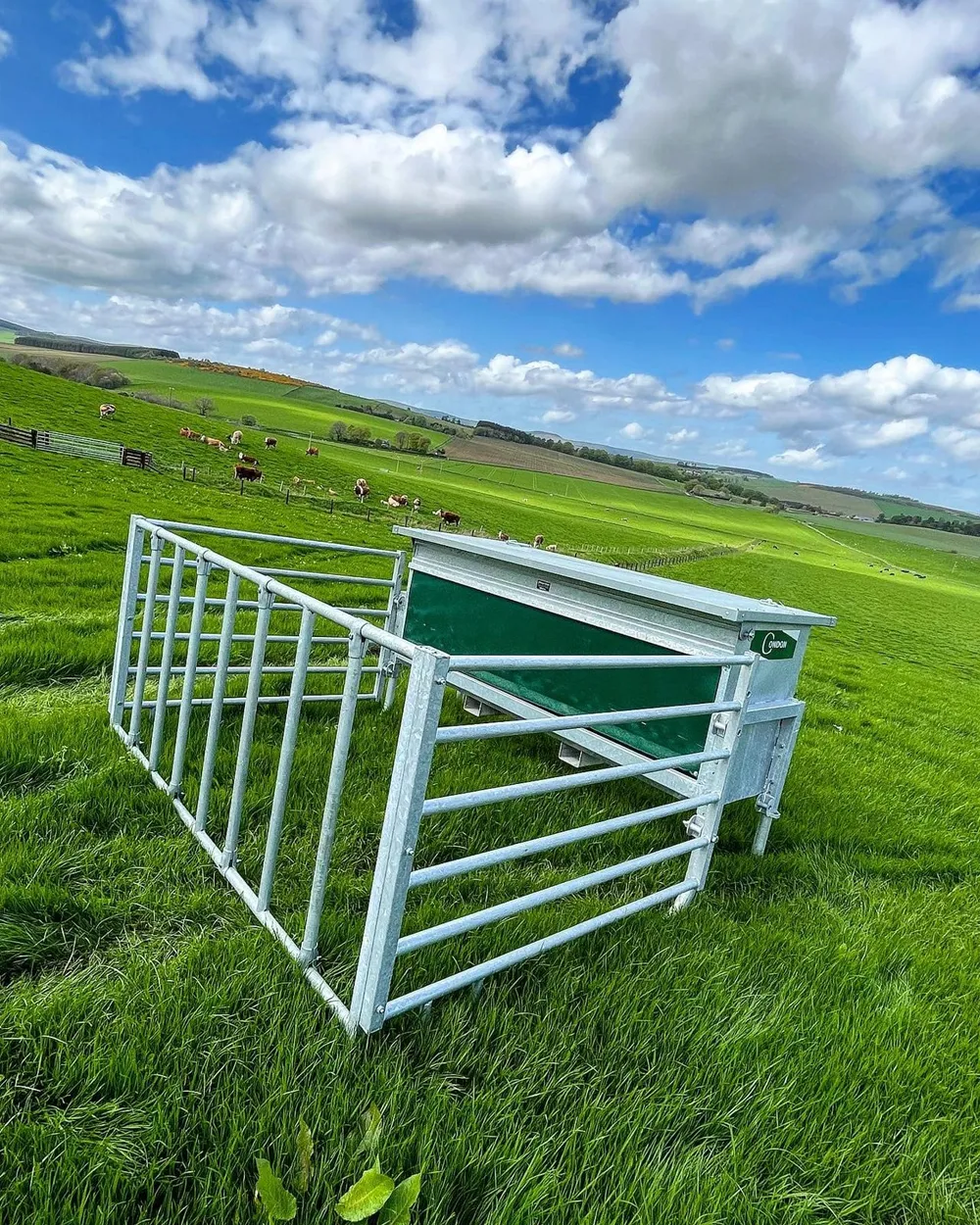 A stainless steel Condon Calf Creep Feeder