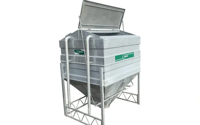 A galvanised Condon 12 Tonne Meal Bin