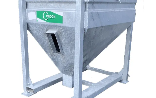 A galvanised Condon 1 Tonne Meal Bin