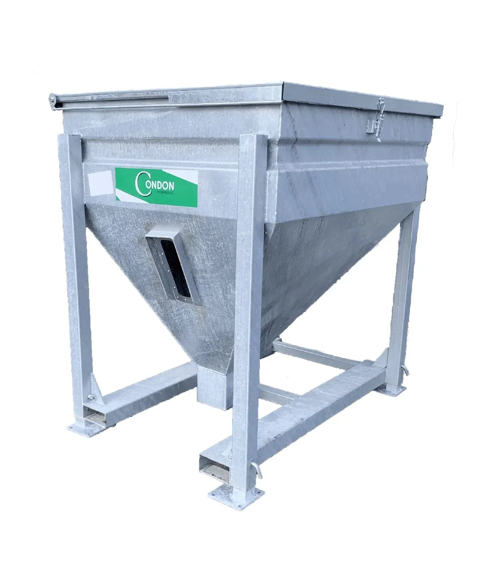 A galvanised Condon 1 Tonne Meal Bin