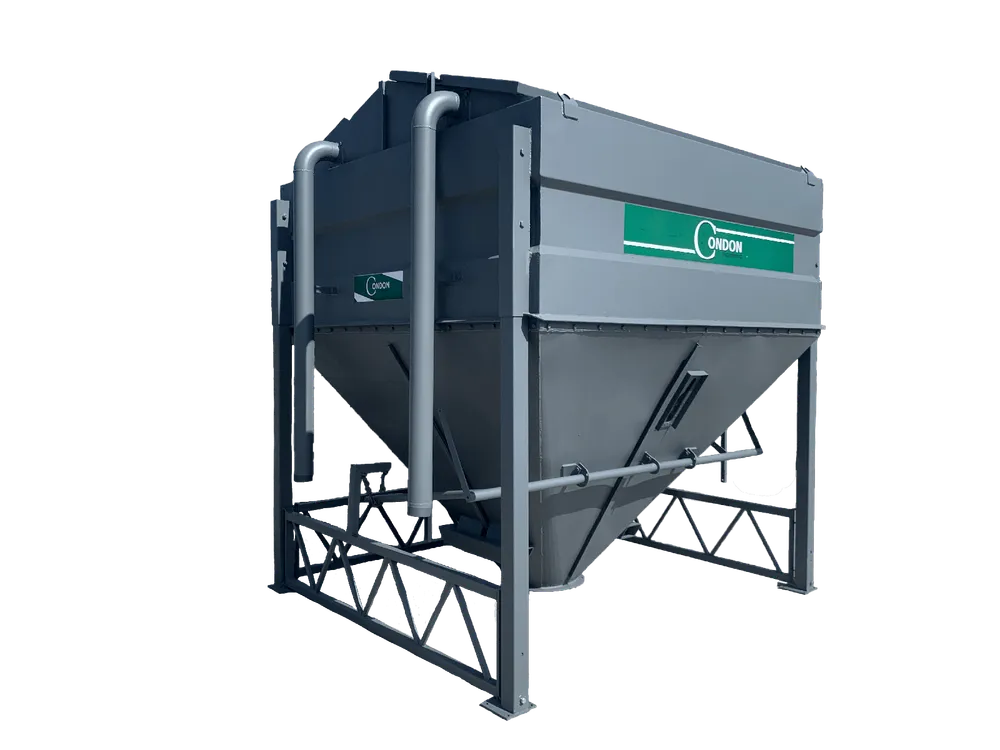 A galvanised Condon 5 Tonne Meal Bin