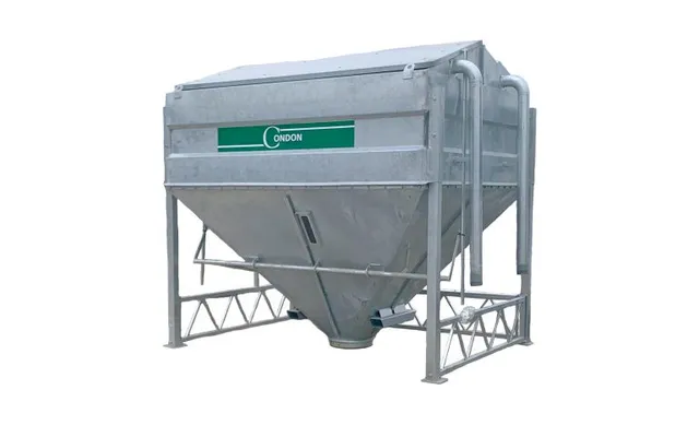 A galvanised Condon 8 Tonne Meal Bin