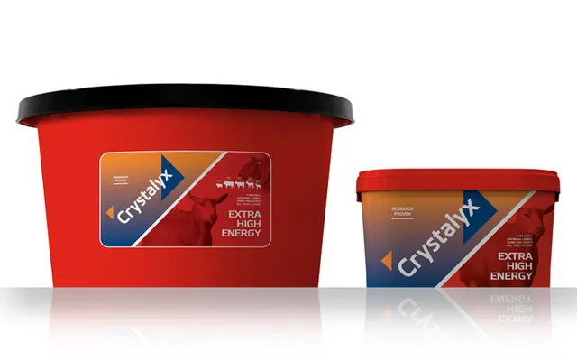 A tub of Crystalyx Extra High Energy feed lick