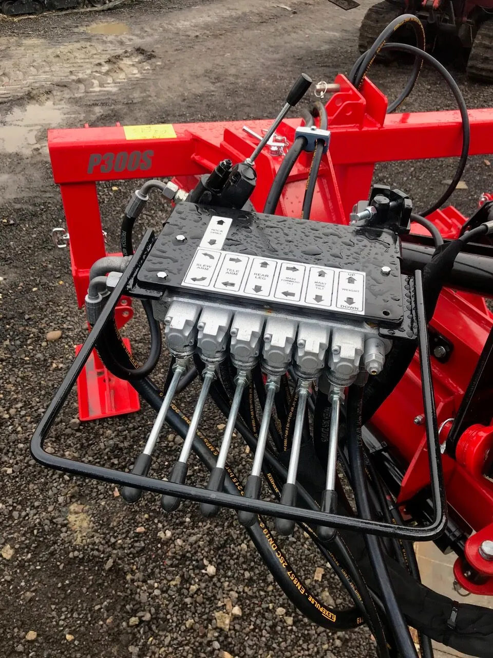 The control bank, with the P300S badge on the frame behind it